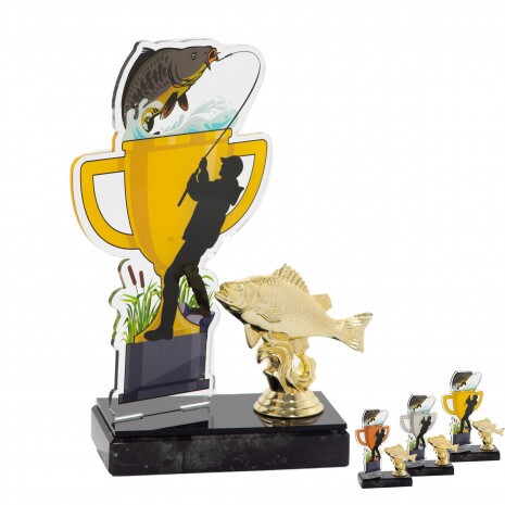 Cupa de pescuit premiu acrilic cu figurină